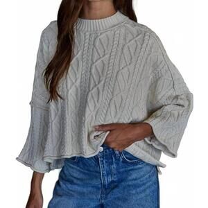 NEW BY TOGETHER cable knit crew neck sweater in natural